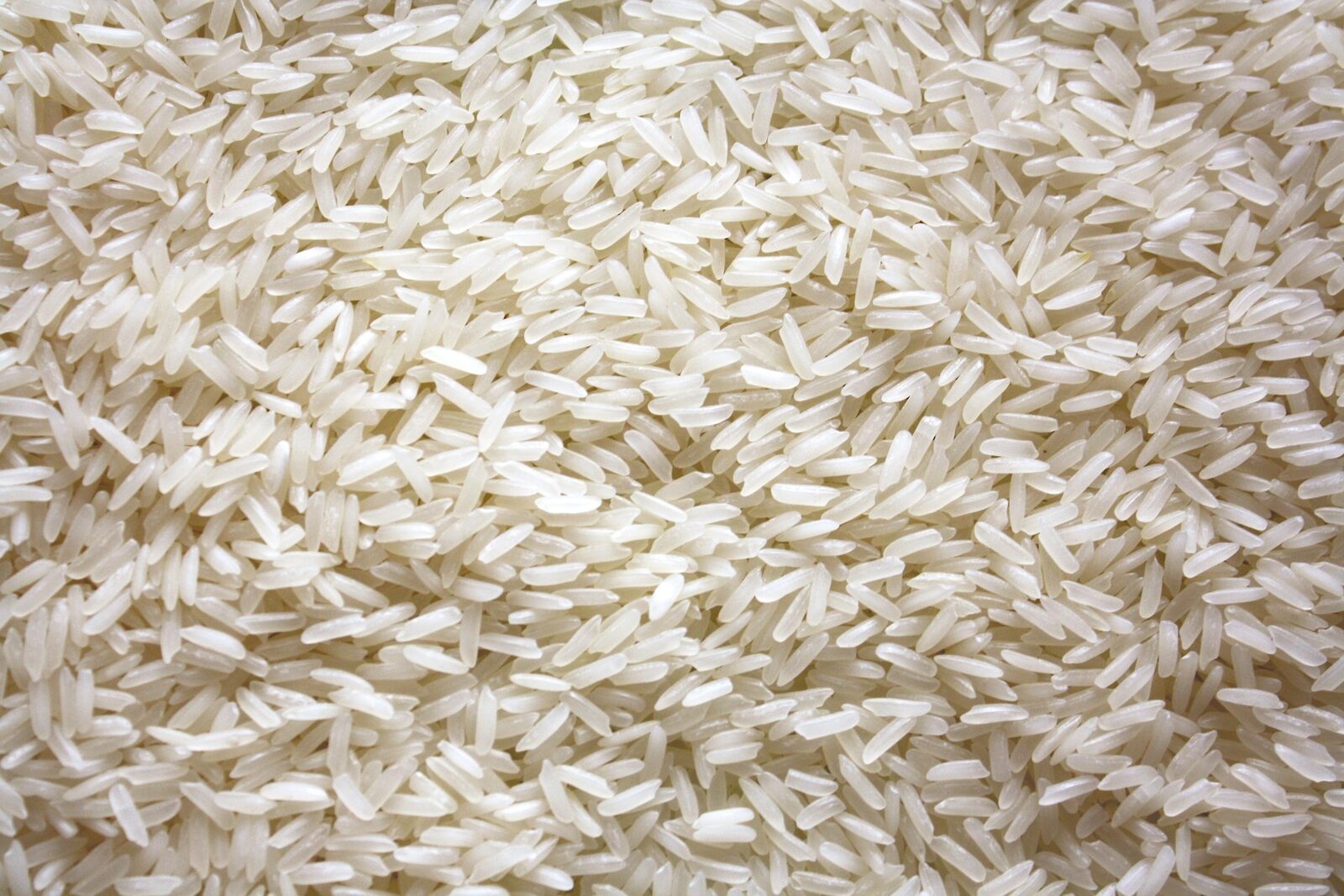 Overhead view of white rice grains